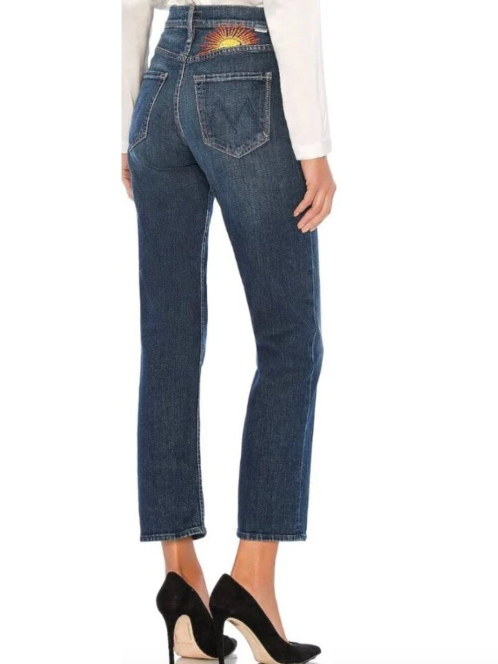 HTF MOTHER Tomcat Ankle Roasting Nuts Embroidered Sun Jeans Festival Boho 27
